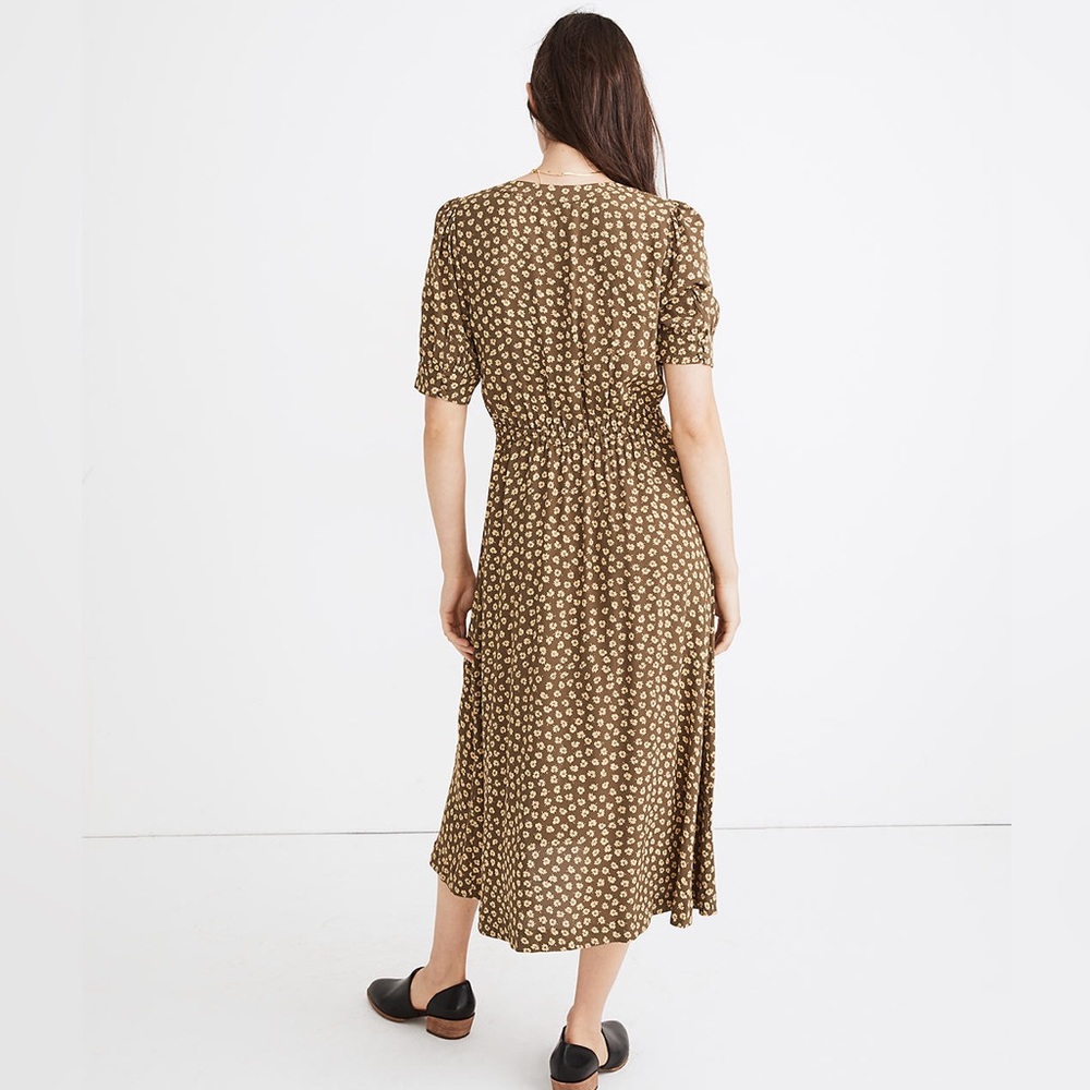 Madewell Button-Cuff Midi Dress in Woodcut Flowers size 2 - Picture 12 of 15